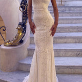 Vestido largo sexy, ajustado, sin espalda y con tirantes finos