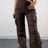 Pantalones cargo americanos vintage con múltiples bolsillos y corte holgado.
