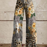 Pantalón ancho de mujer – Cintura alta – Estampado floral – Corte holgado – Tejido estructurado