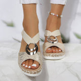 Sandalias de mujer – Punta abierta – Suela de cuña – Elegante diseño cruzado