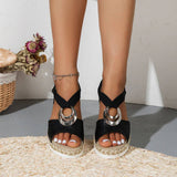 Sandalias de mujer – Punta abierta – Suela de cuña – Elegante diseño cruzado