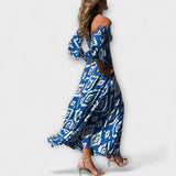 Bella - Vestido con hombros al descubierto y flores del océano