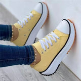 Zapatillas de mujer - Suela de plataforma - Lona transpirable - Cordones reforzados