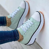 Zapatillas de mujer - Suela de plataforma - Lona transpirable - Cordones reforzados