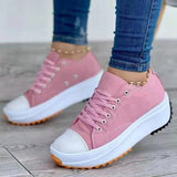 Zapatillas de mujer - Suela de plataforma - Lona transpirable - Cordones reforzados