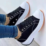 Zapatillas de mujer - Suela de plataforma - Lona transpirable - Cordones reforzados