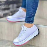 Zapatillas de mujer - Suela de plataforma - Lona transpirable - Cordones reforzados