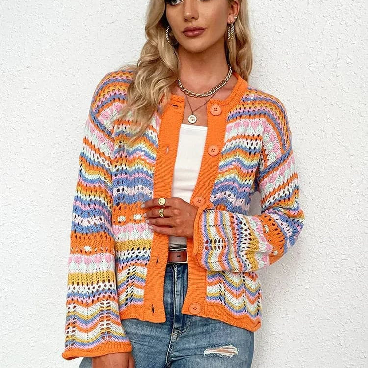 Jenny - Cárdigan de primavera acogedor y multicolor