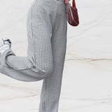 Pantalones de cintura alta para mujer - Corte recto y holgado - Elegante estampado de pata de gallo