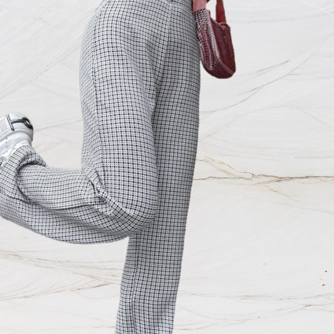 Pantalones de cintura alta para mujer - Corte recto y holgado - Elegante estampado de pata de gallo