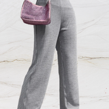 Pantalones de cintura alta para mujer - Corte recto y holgado - Elegante estampado de pata de gallo