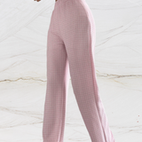 Pantalones de cintura alta para mujer - Corte recto y holgado - Elegante estampado de pata de gallo