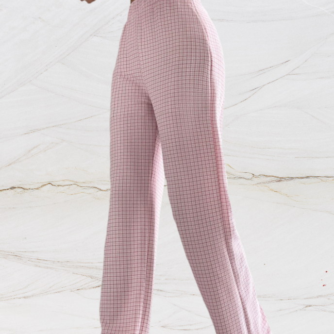 Pantalones de cintura alta para mujer - Corte recto y holgado - Elegante estampado de pata de gallo