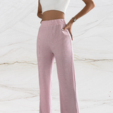 Pantalones de cintura alta para mujer - Corte recto y holgado - Elegante estampado de pata de gallo