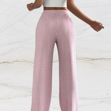Pantalones de cintura alta para mujer - Corte recto y holgado - Elegante estampado de pata de gallo
