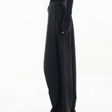 Pantalones anchos para mujer - Cintura alta - Corte holgado - Diseño asimétrico elegante