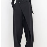 Pantalones anchos para mujer - Cintura alta - Corte holgado - Diseño asimétrico elegante