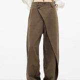 Pantalones anchos para mujer - Cintura alta - Corte holgado - Diseño asimétrico elegante
