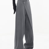 Pantalones anchos para mujer - Cintura alta - Corte holgado - Diseño asimétrico elegante
