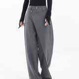 Pantalones anchos para mujer - Cintura alta - Corte holgado - Diseño asimétrico elegante