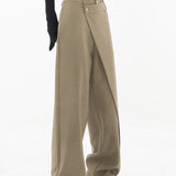 Pantalones anchos para mujer - Cintura alta - Corte holgado - Diseño asimétrico elegante