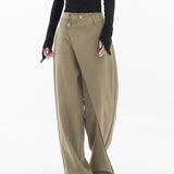 Pantalones anchos para mujer - Cintura alta - Corte holgado - Diseño asimétrico elegante