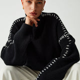 Alma | Suéter Oversize-Dolcevita con detalles de Piqué