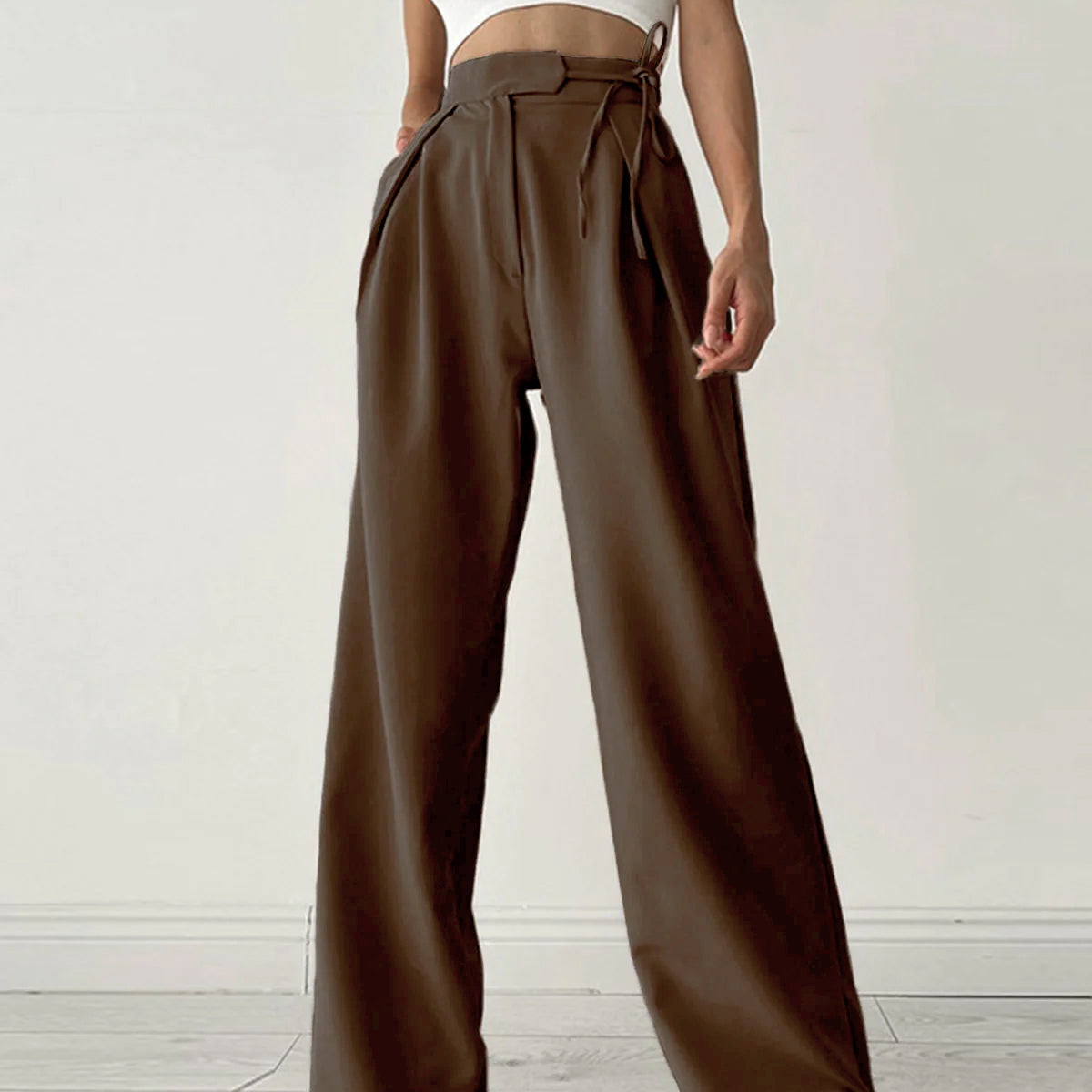Pantalones Palazzo para Mujer - Cintura Alta - Pierna Ancha - Corte Elegante y Fluido