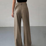 Pantalones anchos para mujer - Cintura alta - Plisados elegantes - Ajuste holgado y fluido