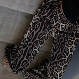 Pantalones anchos de cintura alta - Estampado de leopardo - Cómodos y fluidos - Bolsillos laterales