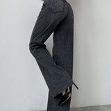 Vaqueros de cintura alta para mujer - Pierna ancha - Estampado de leopardo - Denim cómodo