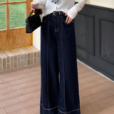 Vaqueros de pierna ancha para mujer - Cintura alta - Corte holgado - Costuras visibles