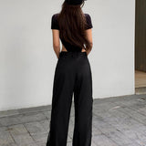 Pantalones holgados con patchwork y cordón - Estilo casual