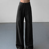 Pantalones anchos para mujer - Cintura alta - Plisados elegantes - Ajuste holgado y fluido