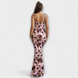 Thalia - Vestido de fiesta con estampado floral y tirantes atados