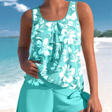 Tankini para mujer – Corte holgado – Tejido transpirable – Top fluido y shorts hasta la mitad del muslo