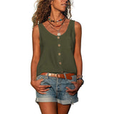 Top de mujer - Sin mangas - Abotonado - Corte holgado - Estilo casual