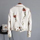 Chaqueta de cuero floral elegante, chic y duradera para mujer.