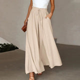 Pantalones anchos para mujer - Cintura alta - Tejido fluido - Estilo elegante y cómodo