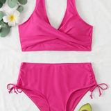 Bikini para mujer – Top cruzado moldeador – Braguita ajustable con lazo – Tejido elástico transpirable