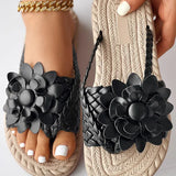 Sandalias de mujer - Tira ancha cómoda - Detalle floral - Suela trenzada antideslizante