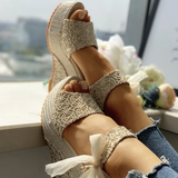 Sandalias Essa - Elegantes sandalias de verano con tacón de cuña alto
