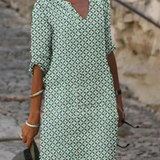 Oceane - Vestido de cuello en V con estampado geométrico