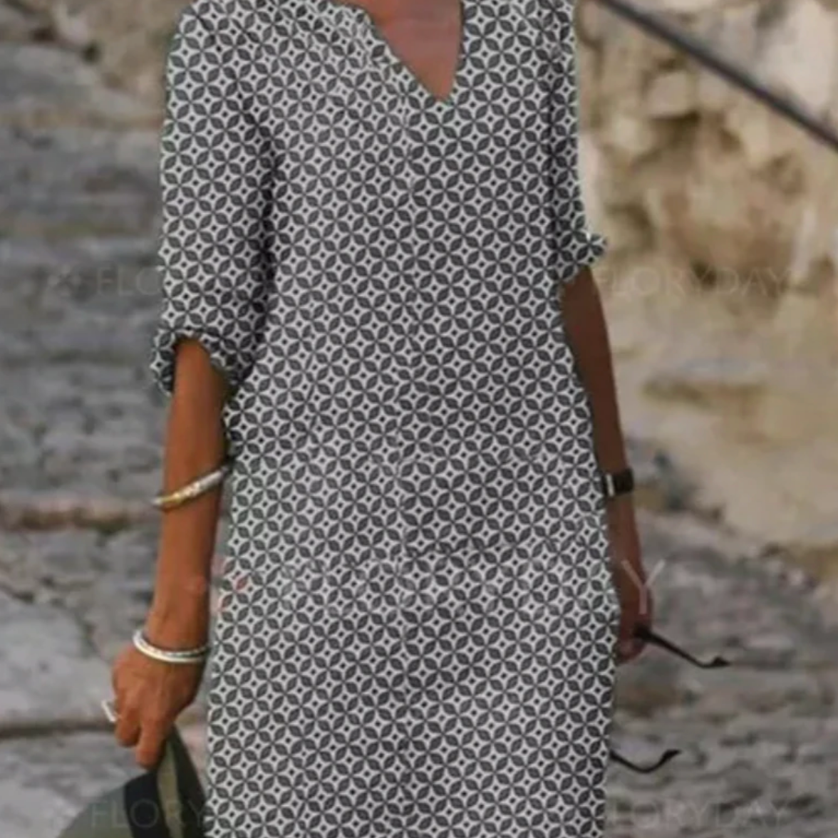 Oceane - Vestido de cuello en V con estampado geométrico