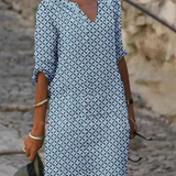 Oceane - Vestido de cuello en V con estampado geométrico
