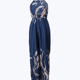 Mono de mujer - Espalda abierta - Cintura elástica - Piernas anchas - Elegante estampado floral