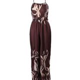 Mono de mujer - Espalda abierta - Cintura elástica - Piernas anchas - Elegante estampado floral