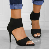 Sandalias de tacón alto para mujer - Punta abierta - Correa ajustable en el tobillo - Elegantes y modernas