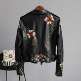 Chaqueta de cuero floral elegante, chic y duradera para mujer.