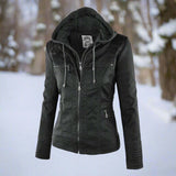 Chaqueta de cuero PU elegante, versátil y de alta calidad para mujer.